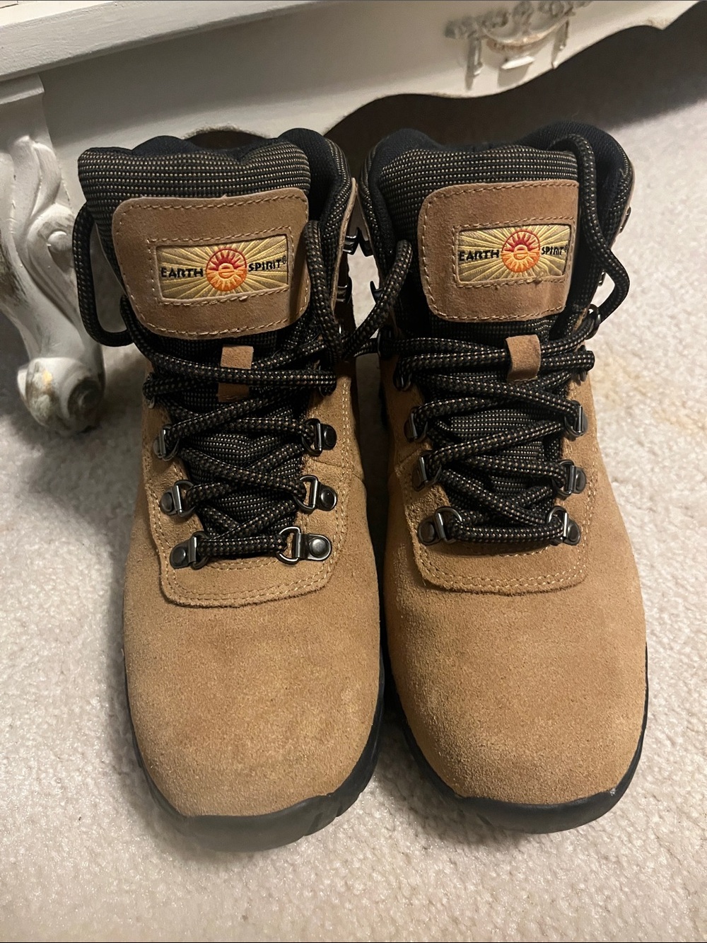 Earth Spirit Kids Brown Suede Lace-Up Hiking Boots